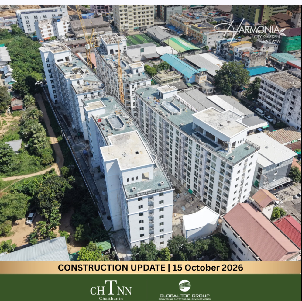 Harmonia City Garden Construction Update October 2026: Steady Progress in Central Pattaya, Prime Opportunities for Pattaya real estate investment.
